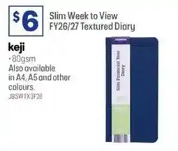 Officeworks Slim Week to View FY26/27 Textured Diary offer