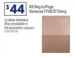 Officeworks A5 Day to Page Vanessa FY26/27 Diary offer