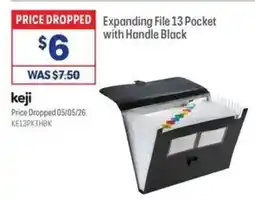 Officeworks Expanding File 13 Pocket with Handle Black offer