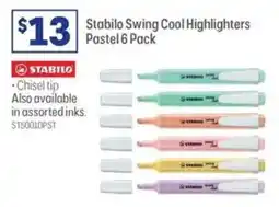 Officeworks Stabilo Swing Cool Highlighters Pastel offer