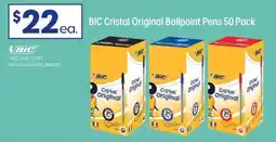 Officeworks BIC Cristal Original Ballpoint Pens 50 Pack offer