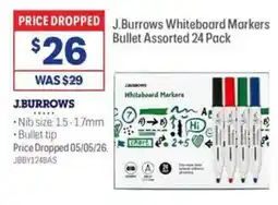 Officeworks J.Burrows Whiteboard Markers offer