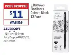 Officeworks J.burrows fineliners 0.4mm black offer
