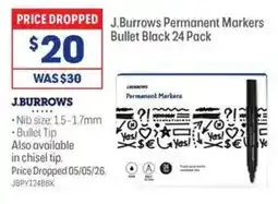 Officeworks J.Burrows Permanent Markers offer