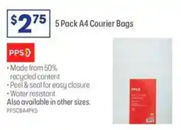 Officeworks 5 Pack A4 Courier Bags offer
