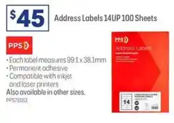Officeworks Address Labels 14UP 100 Sheets offer
