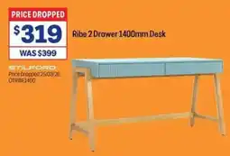 Officeworks Ribe 2 Drawer 1400mm Desk offer