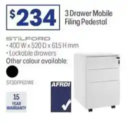Officeworks 3 Drawer Mobile Filing Pedestal offer