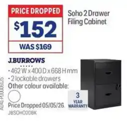 Officeworks Soho 2 Drawer Filing Cabinet offer
