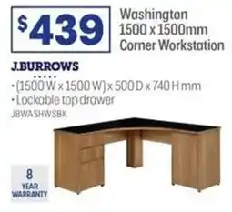 Officeworks Washington 1500x1500mm Corner Workstation offer