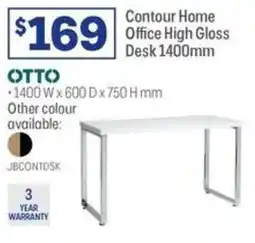 Officeworks Contour Home Office High Gloss Desk 1400mm offer