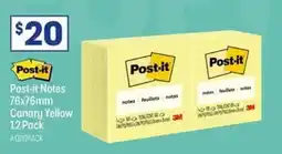 Officeworks Post-it Notes 76x76mm Canary offer