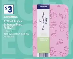 Officeworks A7 Week to View Embossed Diary FY26/27 offer