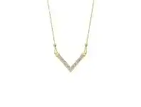 9ct Yellow Gold Silver Infused Crystal V Necklace