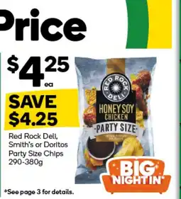 Woolworths Red Rock Dell, Smith's or Doritos Party Size Chips offer