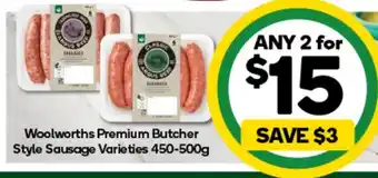 Woolworths Woolworths Premium Butcher Style Sausage Varieties offer