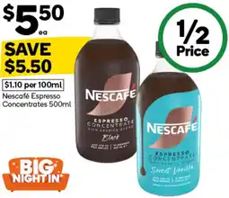 Woolworths Nescafé Espresso Concentrates offer
