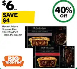 Woolworths Herbert Adams Gourmet Pies offer