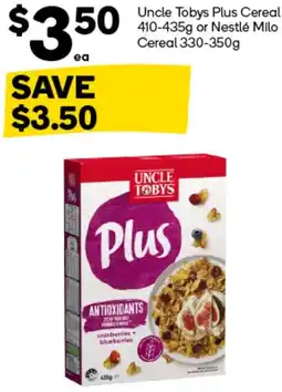 Woolworths Uncle Tobys Plus Cereal or Nestlé Milo Cereal offer