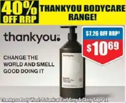 Chemist Warehouse Thankyou Body Wash Botanical Earl Grey & Clary Sage offer