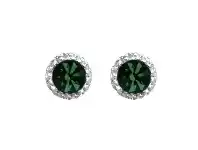 Bevilles Jewellery Sterling Silver Green Crystal May Birthstone Earrings offer