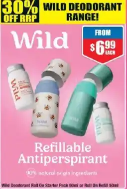 Chemist Warehouse Wild Deodorant Roll On Starter Pack or Roll On Refill offer