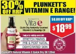 Chemist Warehouse Plunkett's Natural Vitamin E Quick Dry Oil offer