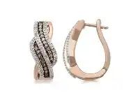 Bevilles Jewellery 9ct Rose Gold Cognac Earrings with 0.50ct of Diamonds offer