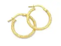 Bevilles Jewellery 9ct Yellow Gold Silver Infused Hoop Earrings- 2mm x 15mm offer