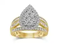 Bevilles Jewellery Miracle Pear Halo Ring with 1.00ct of Diamonds in 9ct Yellow Gold offer