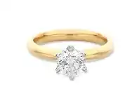 Bevilles Jewellery Facets of Love Solitaire Ring with 0.30ct Diamond in 18ct Yellow Gold offer