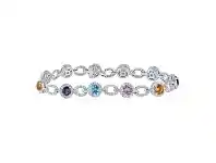 Bevilles Jewellery Amethyst Blue Topaz and Citrine Bracelet with 1.75ct of Diamonds in 9ct White Gold offer