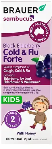 healthylife Brauer Sambucus Black Elderberry Kids Cold & Flu Forte offer