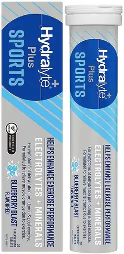healthylife Hydralyte Plus Sport Effervescent Electrolyte Tablets Blueberry offer