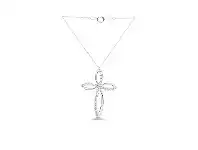 Bevilles Jewellery Cross Necklace with 1/4ct Diamonds in 10ct White Gold offer