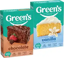 IGA Green’s Cake or Brownie Mix 380‑470g Selected Varieties offer