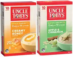 IGA Uncle Tobys Oats Quick Sachets 8‑10 Pack Selected Varieties offer