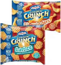 IGA Birds Eye Golden Crunch Lattice or Sidewinders Potato Chips 750g offer