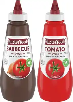 IGA MasterFoods Tomato or Barbecue Squeezy Sauce 475‑500mL Selected Varieties offer