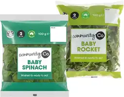IGA Community Co Baby Spinach or Baby Rocket 100g offer