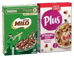 IGA Uncle Tobys Plus Cereal 620‑705g or Nestlé Milo Cereal 535‑620g Selected Varieties offer