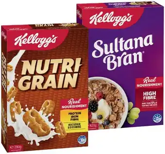 IGA Kellogg’s Cereal Nutri‑Grain 290g, Sultana Bran 420g or Special K Original 300g offer