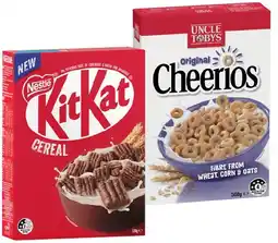 IGA Nestlé Kit Kat Cereal 330g or Uncle Tobys Cheerios Cereal 560g offer