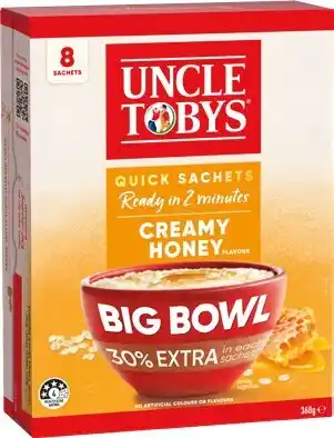 IGA Uncle Tobys Big Bowl Oats Quick Sachets Selected Varieties offer