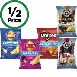 Woolworths Smith’s, Doritos or Red Rock Deli Party Size Chips 290-380g offer