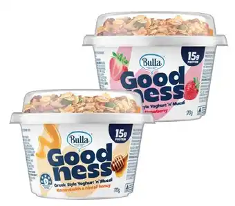 IGA Bulla Goodness Greek Style Yoghurt ‘n’ Muesli Selected Varieties offer