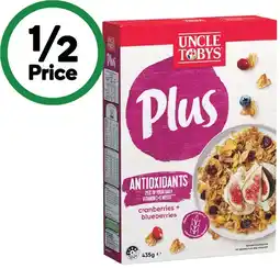 Woolworths Uncle Tobys Plus Cereal 410-435g or Nestlé Milo Cereal 330-350g offer