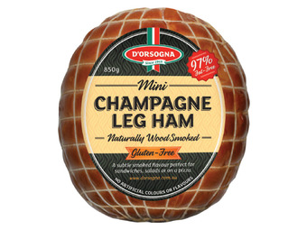 D'orsogna champagne or honey leg ham portions 850g