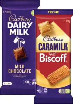 Coles Cadbury Dairy Milk Block Chocolate-190g offer