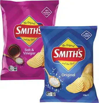 Coles Smith's Crinkle Cut Potato Chips-170g offer
